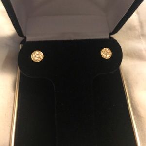 Sydney Evan 14ct Gold Pave Diamond Earrings